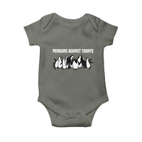 Funny Penguin Resist Baby Onesie Penguins Against Tariffs Sarcastic Saying Meme