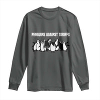 Funny Penguin Resist Long Sleeve Shirt Penguins Against Tariffs Sarcastic Saying Meme