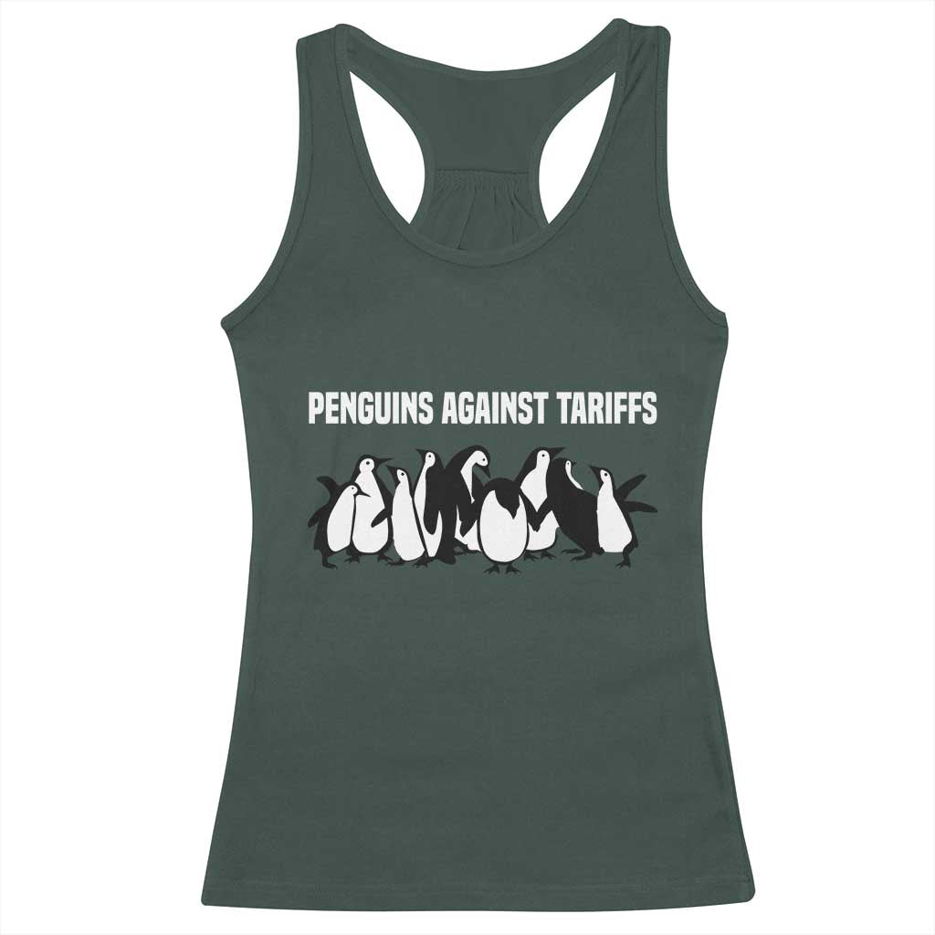 Funny Penguin Resist Racerback Tank Top Penguins Against Tariffs Sarcastic Saying Meme