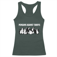 Funny Penguin Resist Racerback Tank Top Penguins Against Tariffs Sarcastic Saying Meme