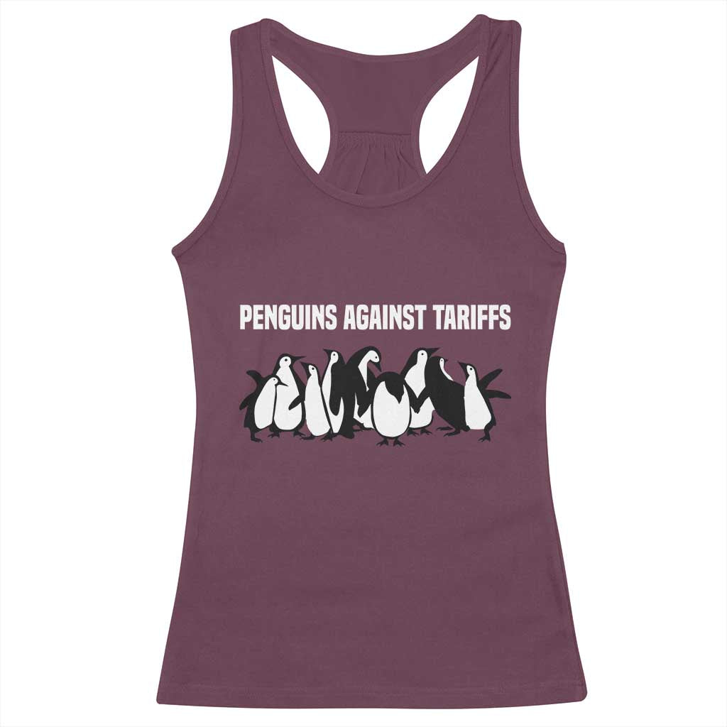 Funny Penguin Resist Racerback Tank Top Penguins Against Tariffs Sarcastic Saying Meme