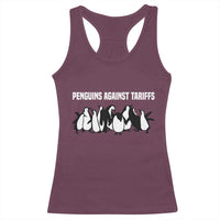 Funny Penguin Resist Racerback Tank Top Penguins Against Tariffs Sarcastic Saying Meme