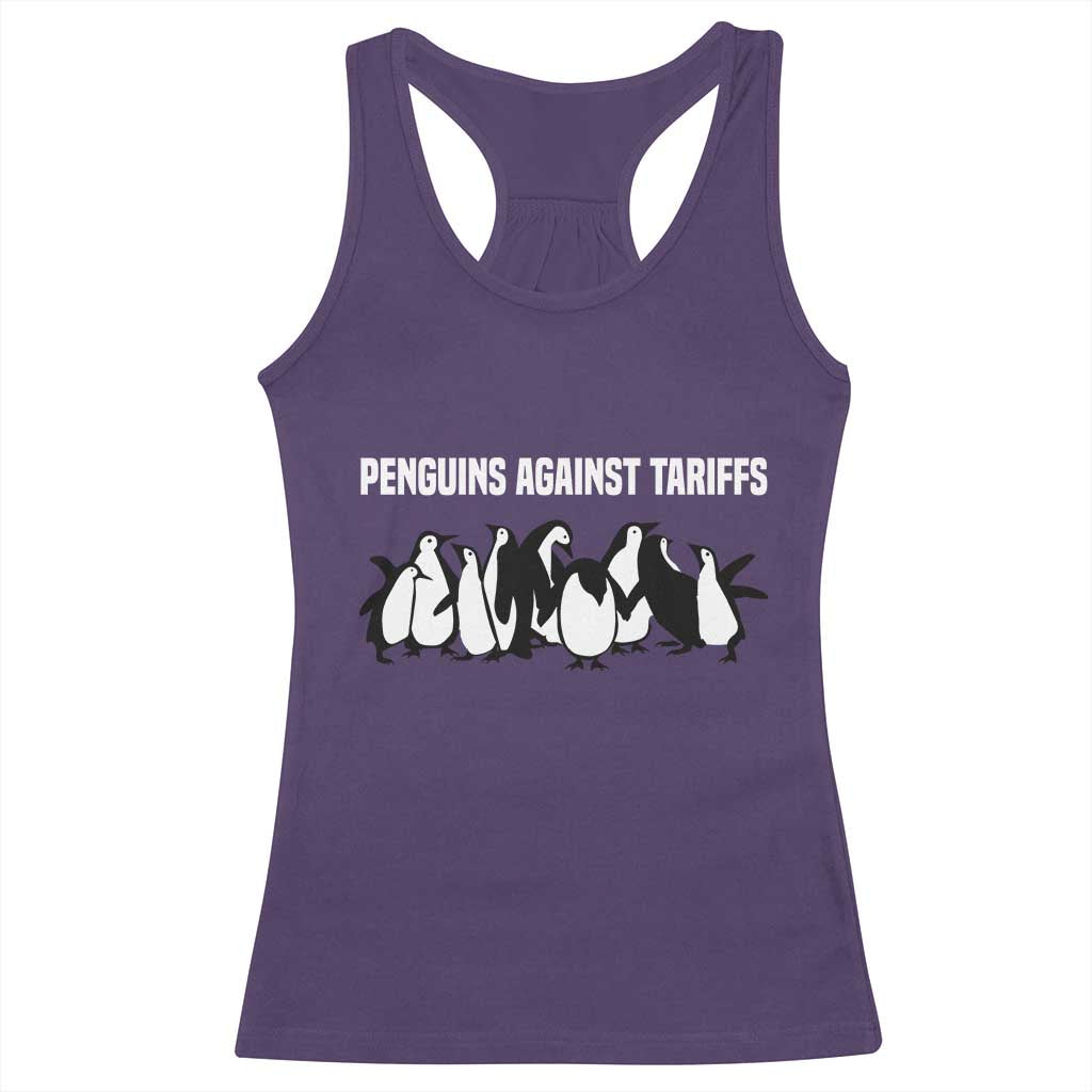 Funny Penguin Resist Racerback Tank Top Penguins Against Tariffs Sarcastic Saying Meme