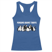 Funny Penguin Resist Racerback Tank Top Penguins Against Tariffs Sarcastic Saying Meme