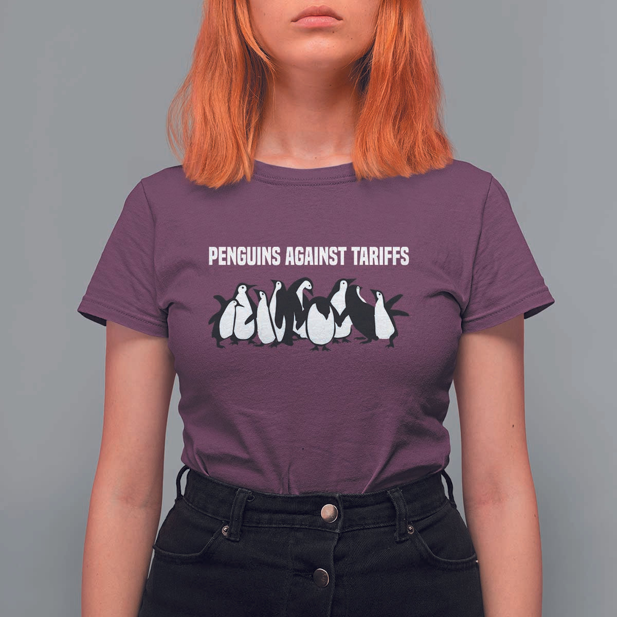 Funny Penguin Resist T Shirt For Women Penguins Against Tariffs Sarcastic Saying Meme