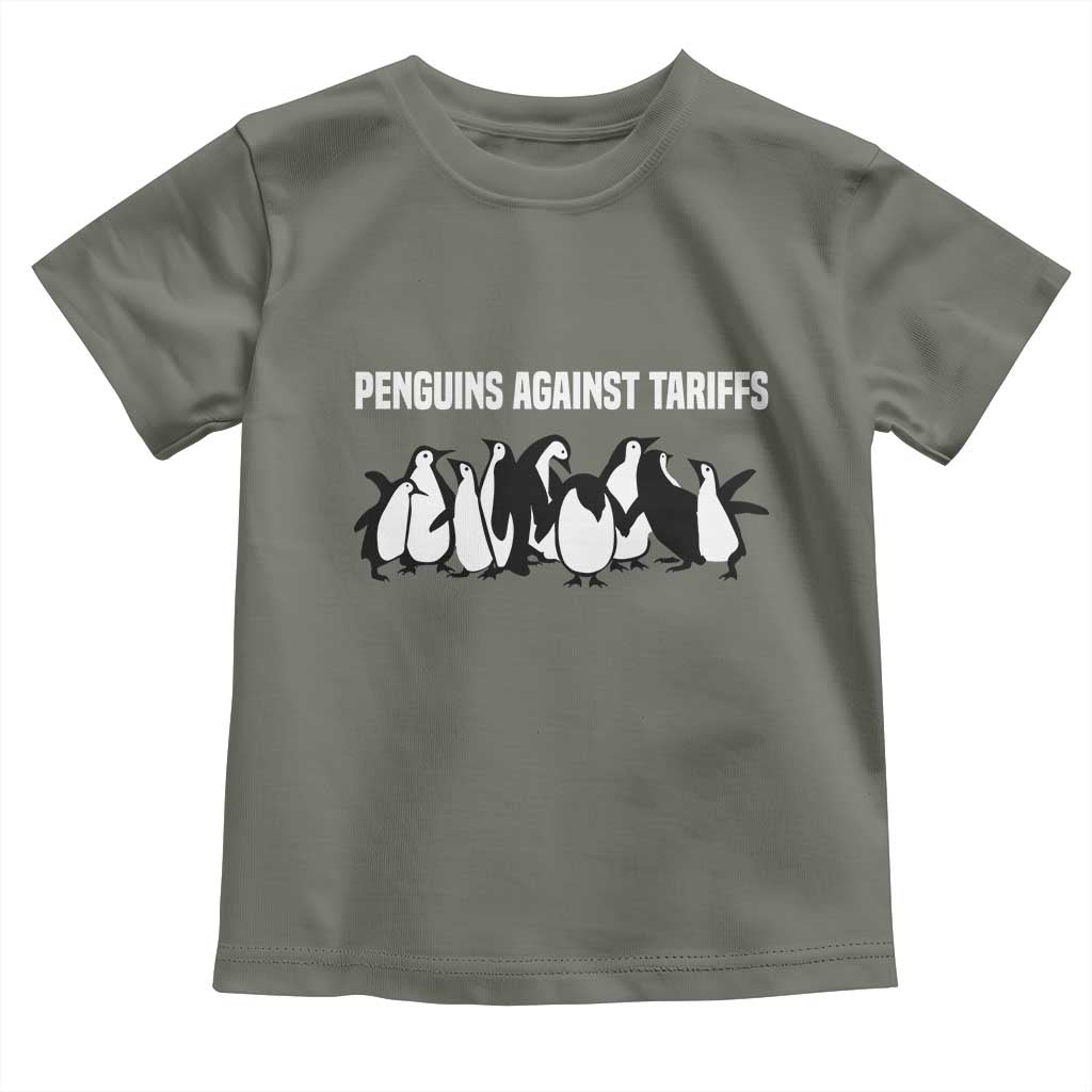 Funny Penguin Resist Toddler T Shirt Penguins Against Tariffs Sarcastic Saying Meme