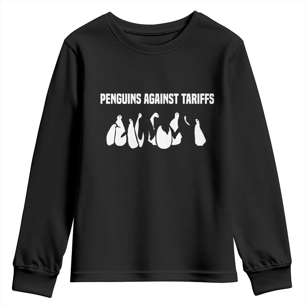 Funny Penguin Resist Youth Sweatshirt Penguins Against Tariffs Sarcastic Saying Meme
