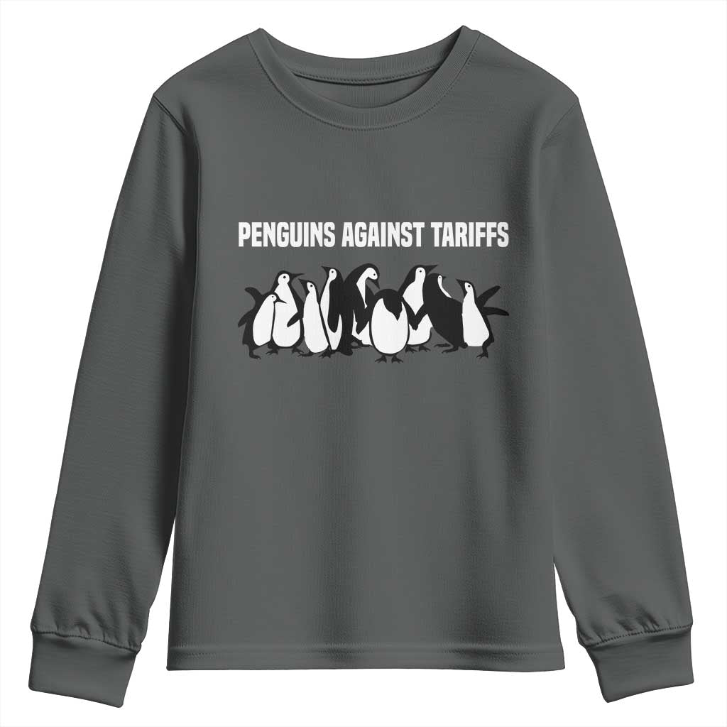Funny Penguin Resist Youth Sweatshirt Penguins Against Tariffs Sarcastic Saying Meme