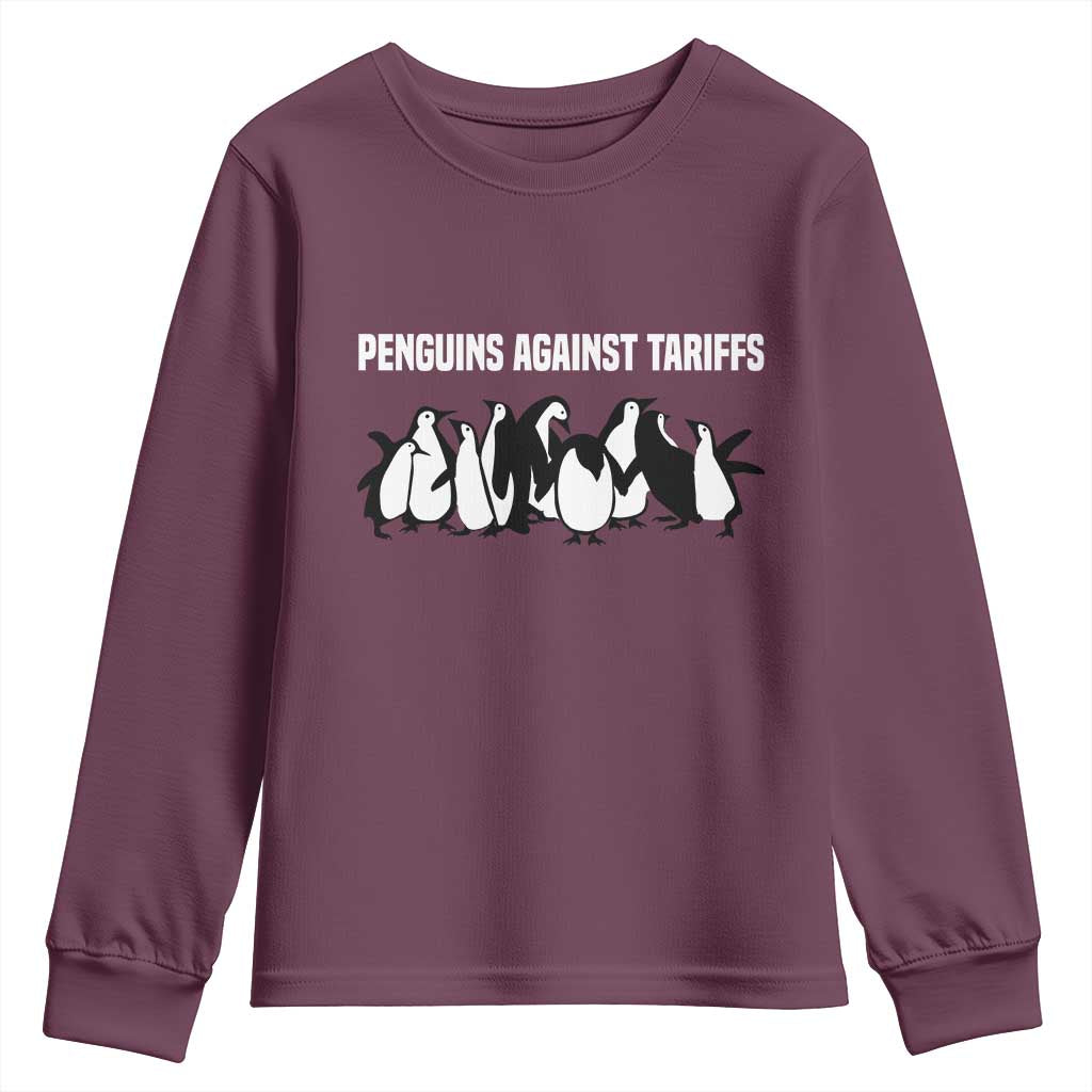Funny Penguin Resist Youth Sweatshirt Penguins Against Tariffs Sarcastic Saying Meme