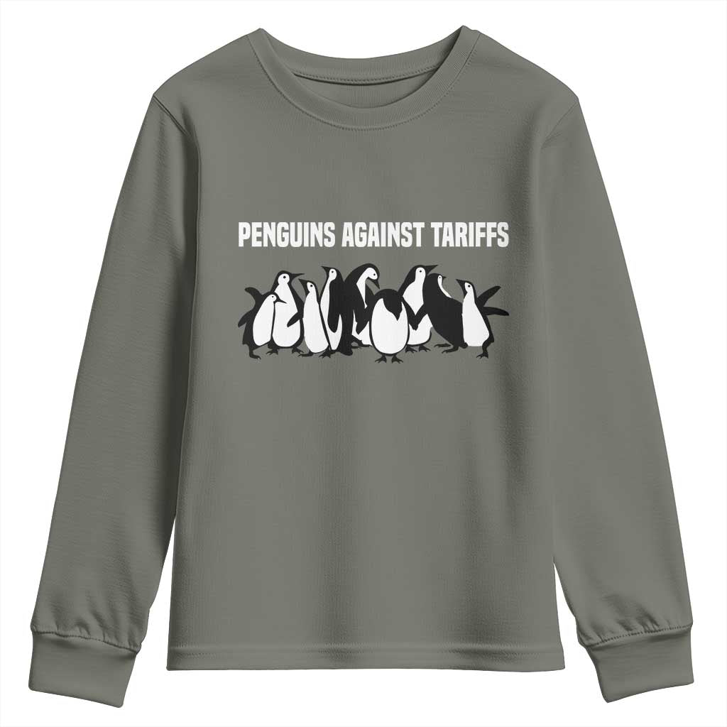 Funny Penguin Resist Youth Sweatshirt Penguins Against Tariffs Sarcastic Saying Meme