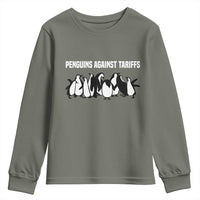 Funny Penguin Resist Youth Sweatshirt Penguins Against Tariffs Sarcastic Saying Meme