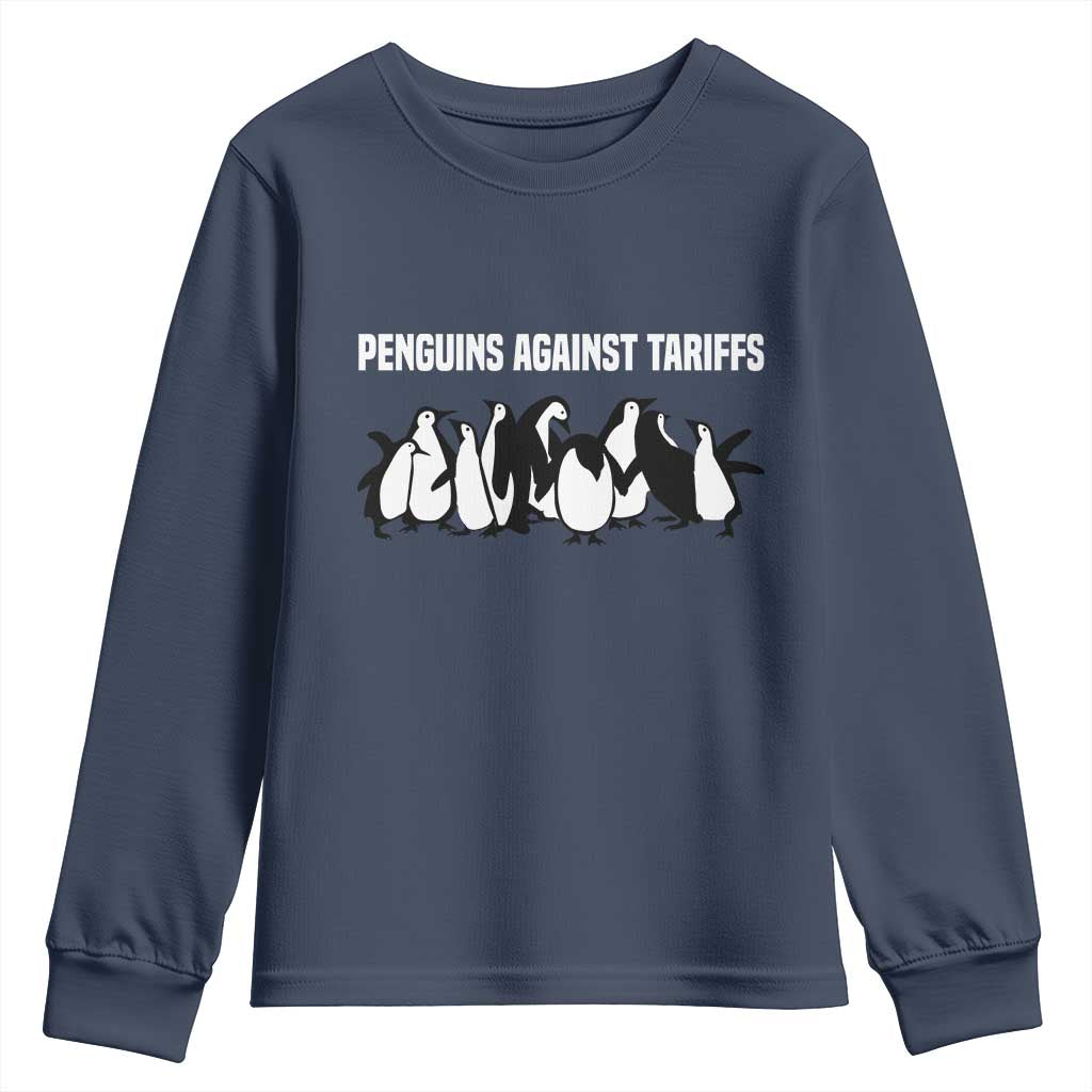 Funny Penguin Resist Youth Sweatshirt Penguins Against Tariffs Sarcastic Saying Meme
