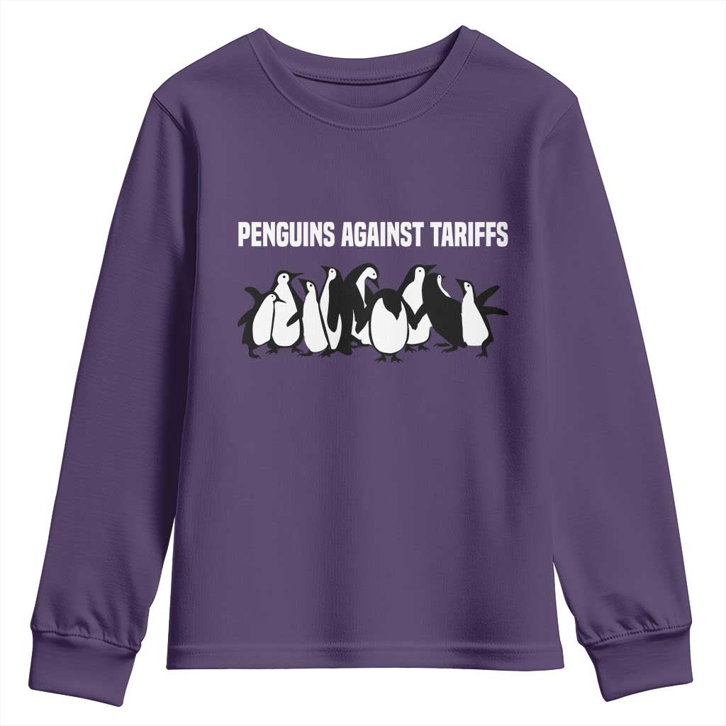 Funny Penguin Resist Youth Sweatshirt Penguins Against Tariffs Sarcastic Saying Meme