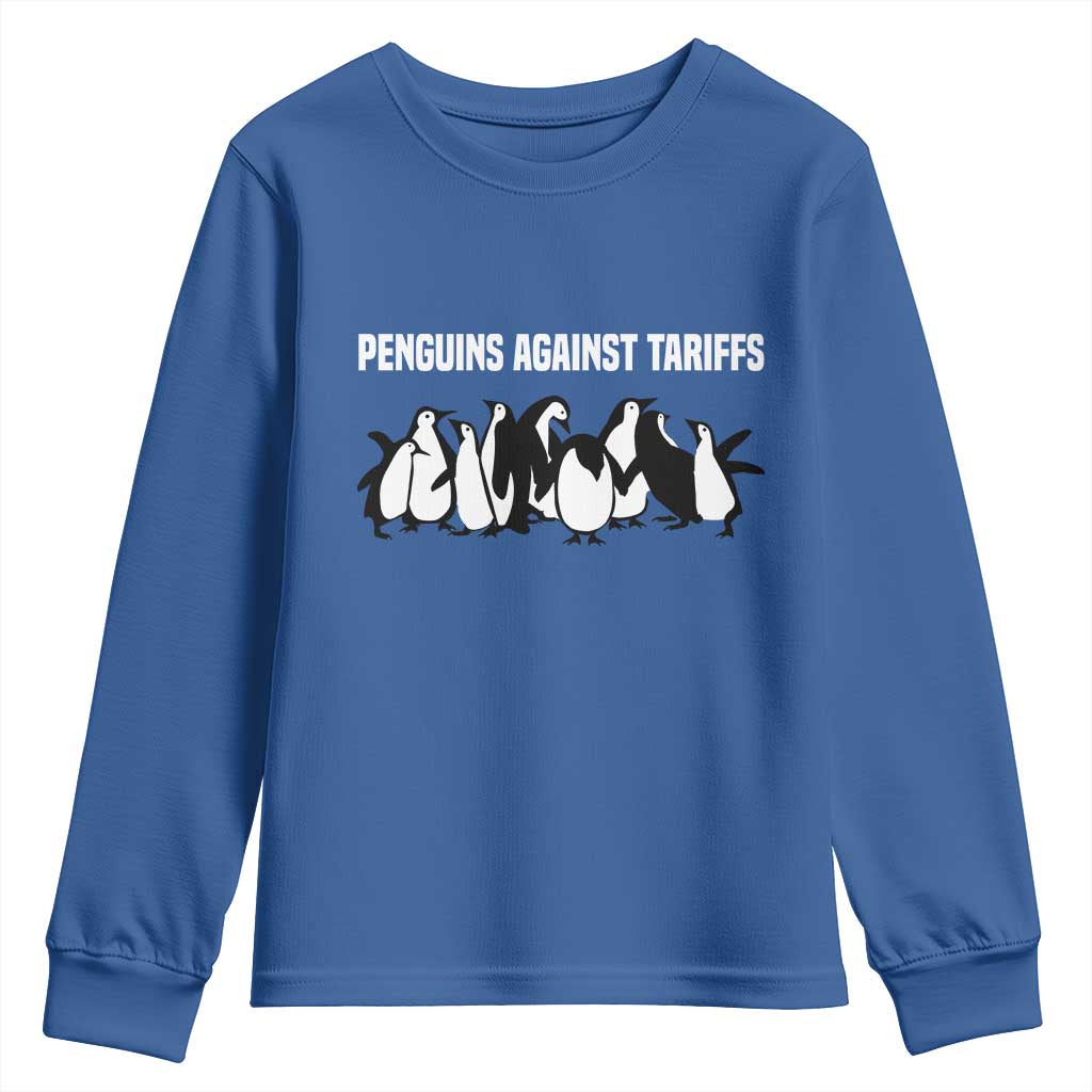 Funny Penguin Resist Youth Sweatshirt Penguins Against Tariffs Sarcastic Saying Meme