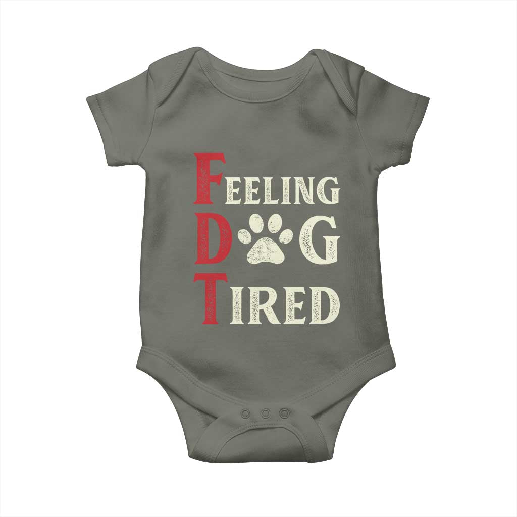Feeling Dog Tired Baby Onesie FDT Dogs Paw Sarcasm