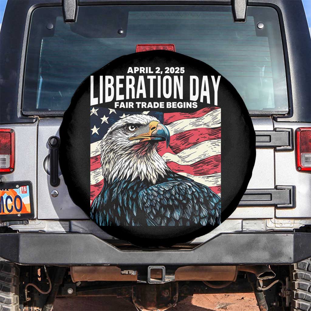 Liberation Day April 2 2025 Spare Tire Cover Fair Trade Patriotic American Eagle USA Flag