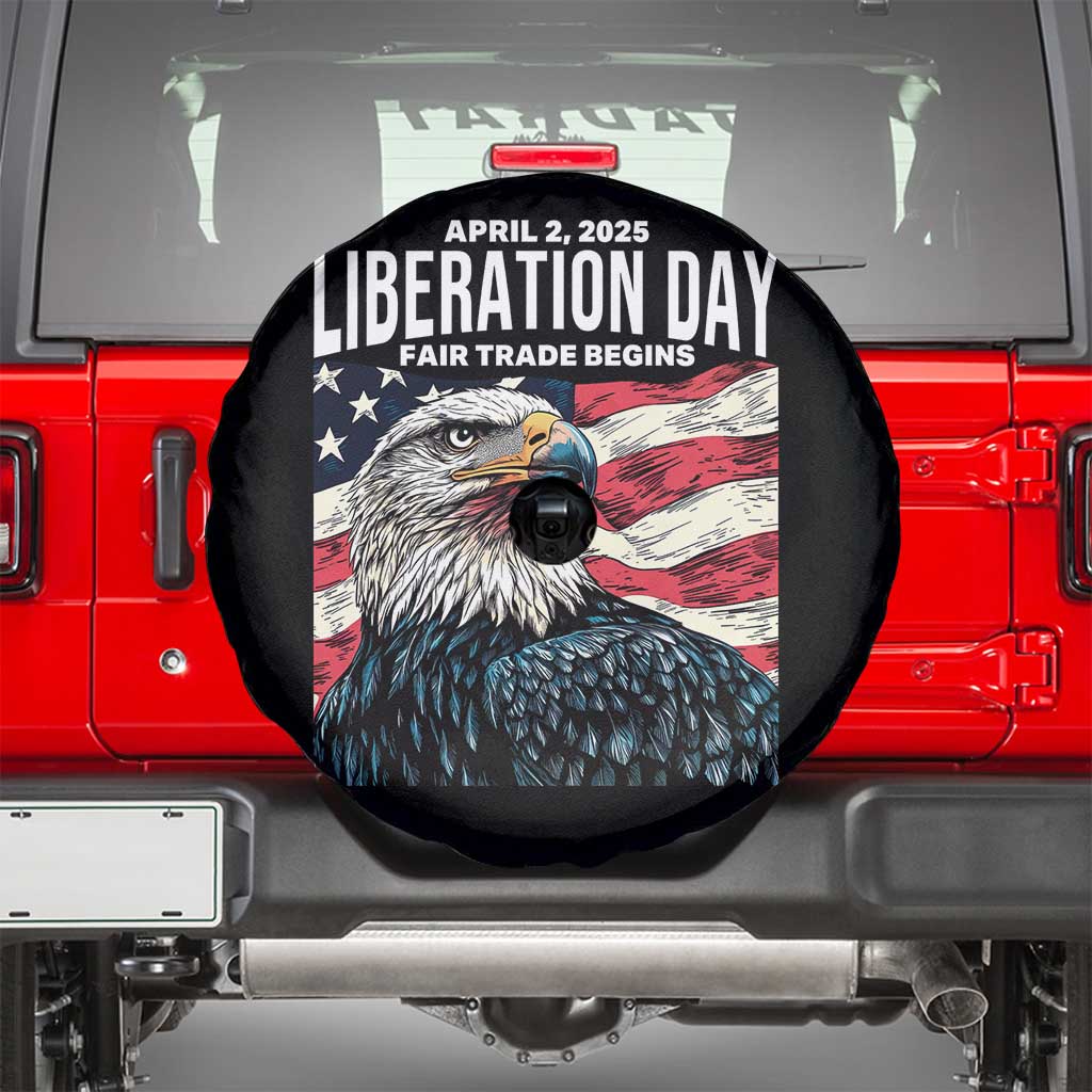 Liberation Day April 2 2025 Spare Tire Cover Fair Trade Patriotic American Eagle USA Flag