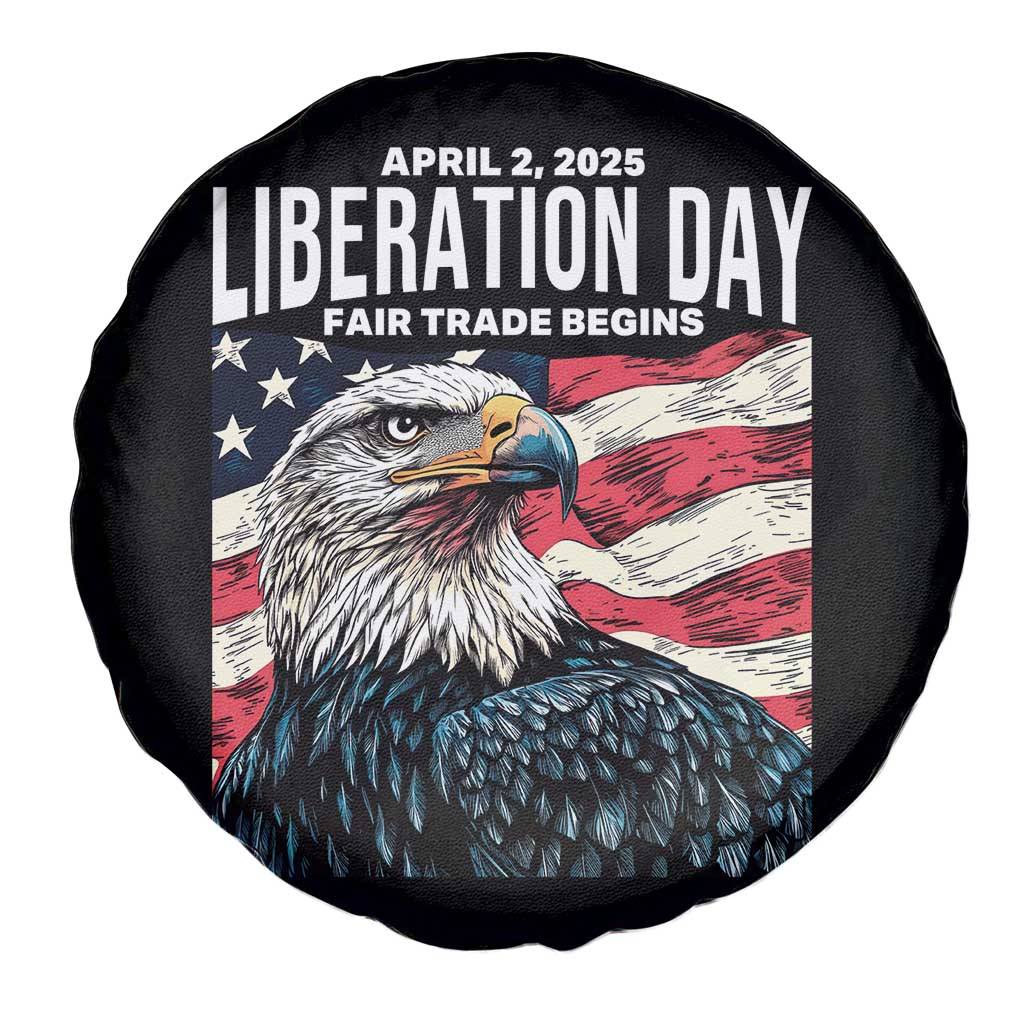 Liberation Day April 2 2025 Spare Tire Cover Fair Trade Patriotic American Eagle USA Flag