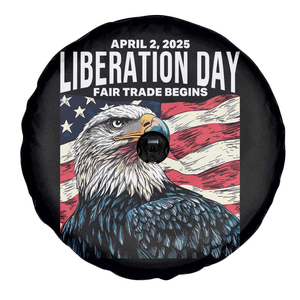 Liberation Day April 2 2025 Spare Tire Cover Fair Trade Patriotic American Eagle USA Flag