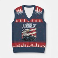 Liberation Day April 2 2025 V-Neck Knit Sweater Vest Fair Trade Patriotic American Eagle USA Flag - Wonder Print Shop