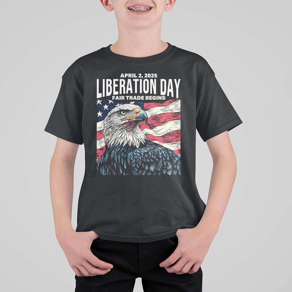 Liberation Day April 2 2025 T Shirt For Kid Fair Trade Patriotic American Eagle USA Flag