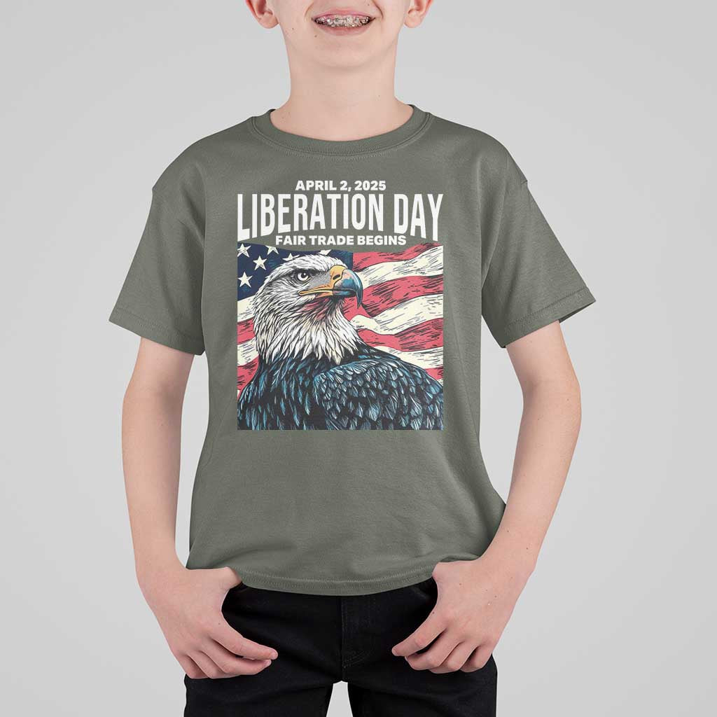 Liberation Day April 2 2025 T Shirt For Kid Fair Trade Patriotic American Eagle USA Flag