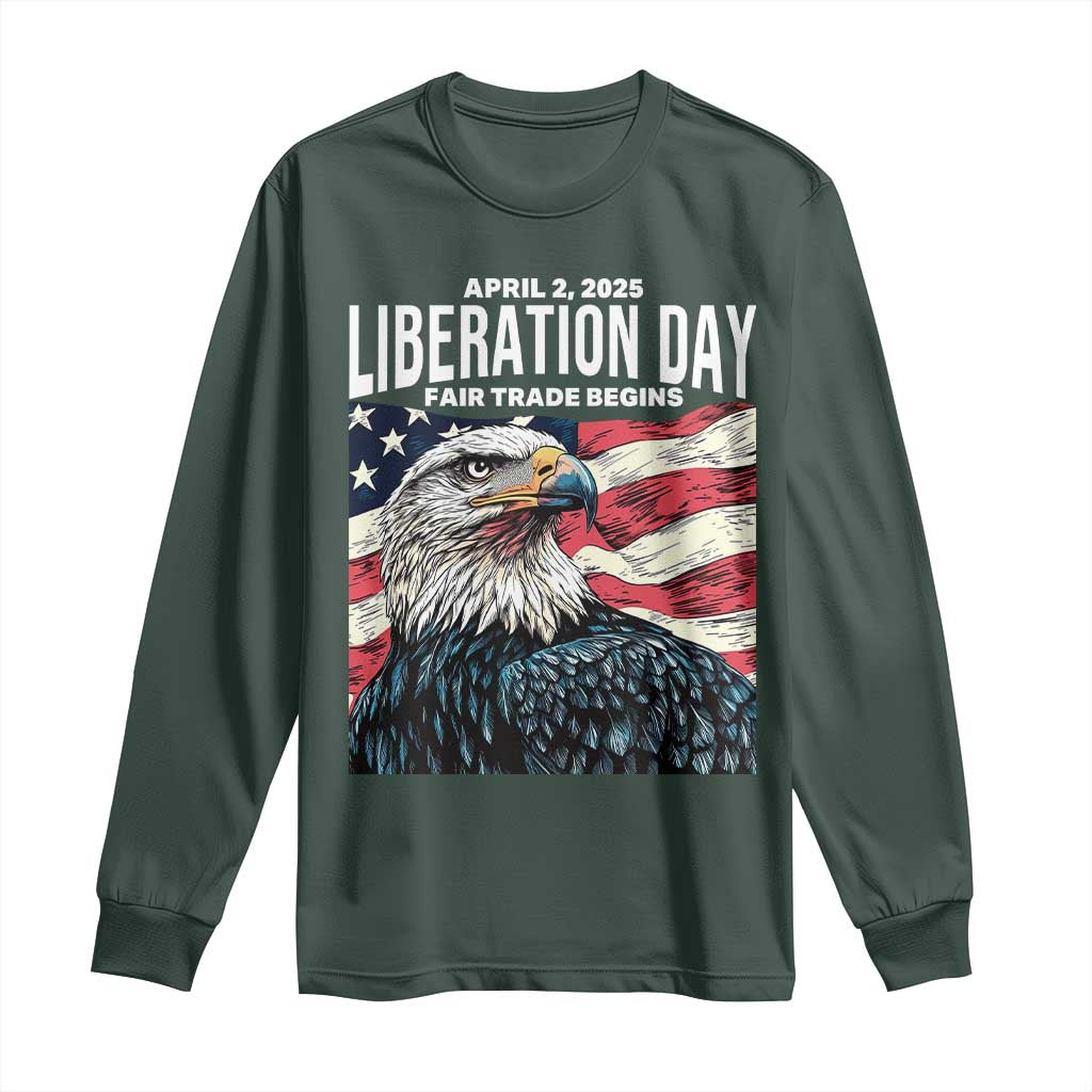 Liberation Day April 2 2025 Long Sleeve Shirt Fair Trade Patriotic American Eagle USA Flag