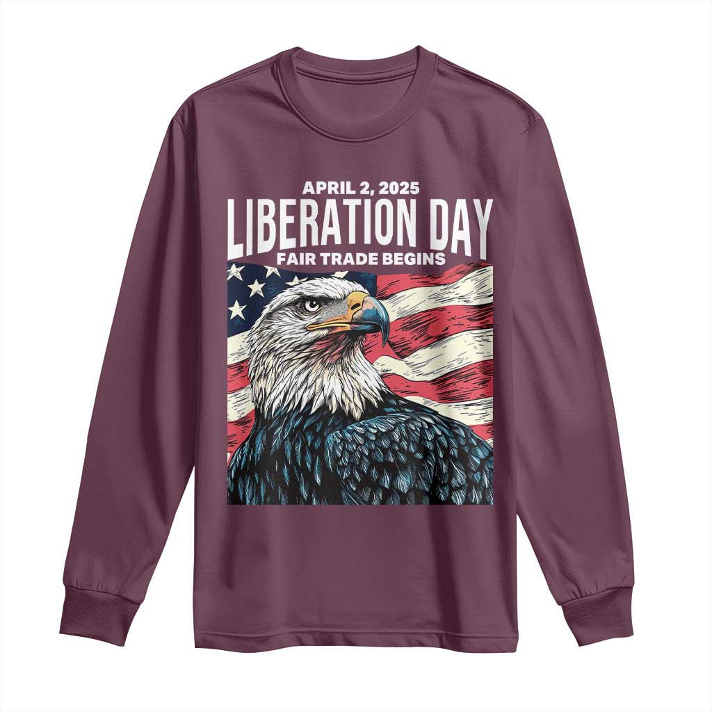 Liberation Day April 2 2025 Long Sleeve Shirt Fair Trade Patriotic American Eagle USA Flag