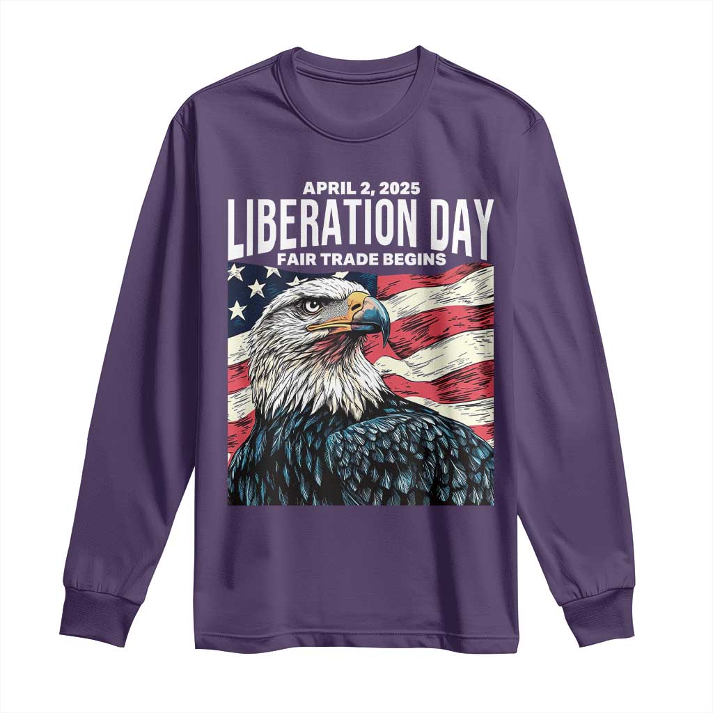 Liberation Day April 2 2025 Long Sleeve Shirt Fair Trade Patriotic American Eagle USA Flag