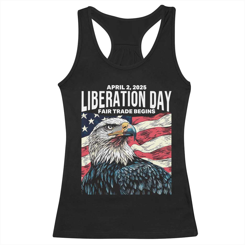 Liberation Day April 2 2025 Racerback Tank Top Fair Trade Patriotic American Eagle USA Flag