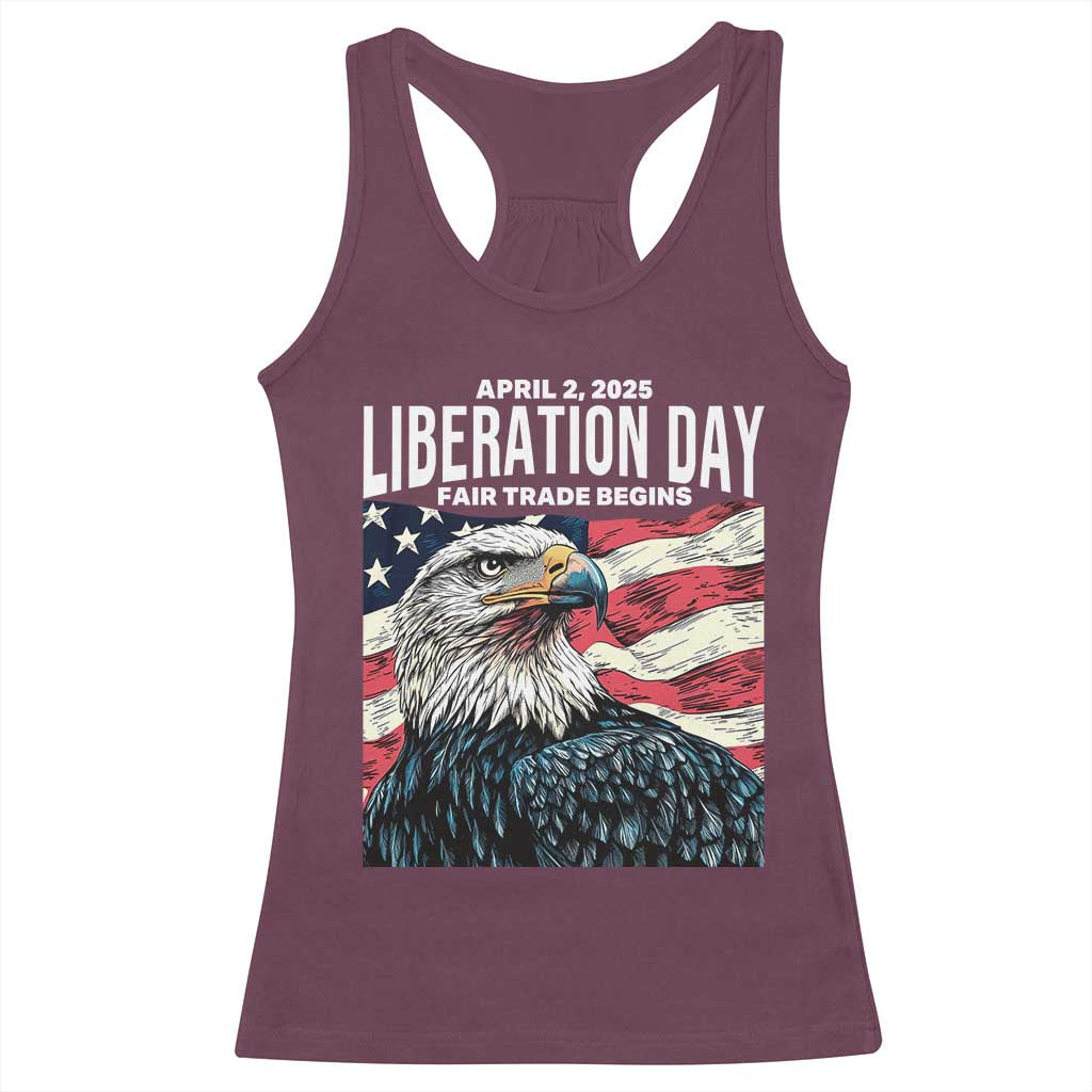 Liberation Day April 2 2025 Racerback Tank Top Fair Trade Patriotic American Eagle USA Flag