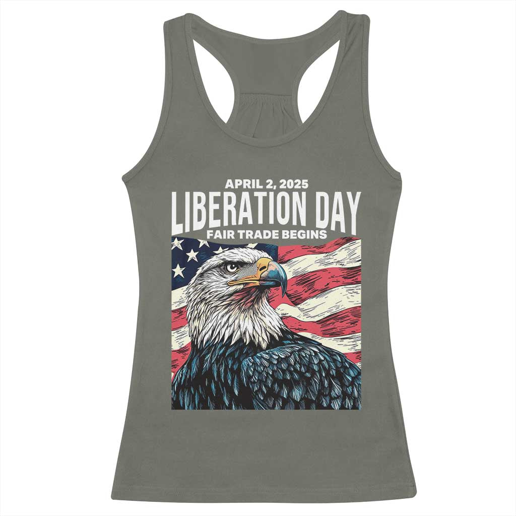 Liberation Day April 2 2025 Racerback Tank Top Fair Trade Patriotic American Eagle USA Flag