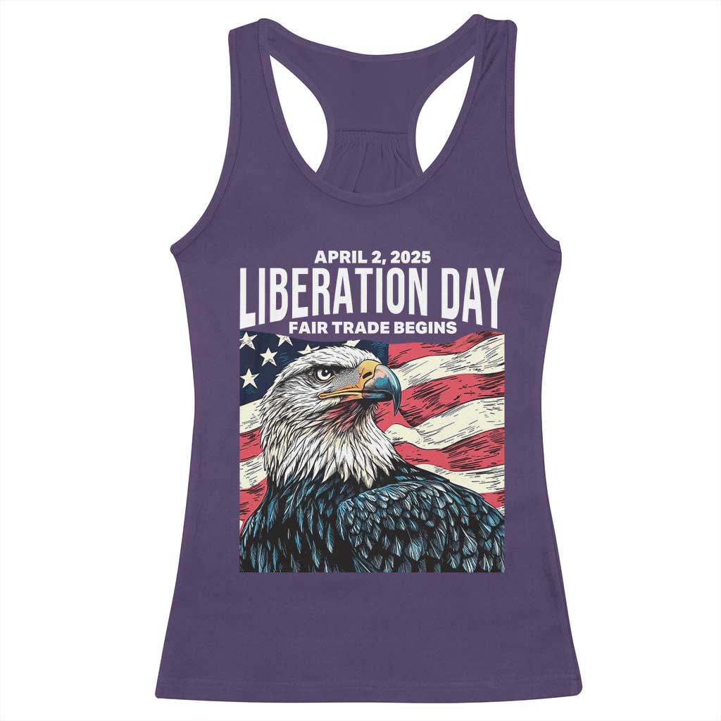 Liberation Day April 2 2025 Racerback Tank Top Fair Trade Patriotic American Eagle USA Flag