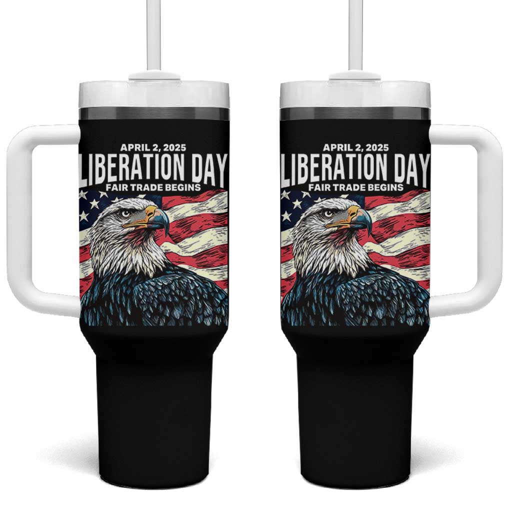 Liberation Day April 2 2025 Tumbler With Handle Fair Trade Patriotic American Eagle USA Flag