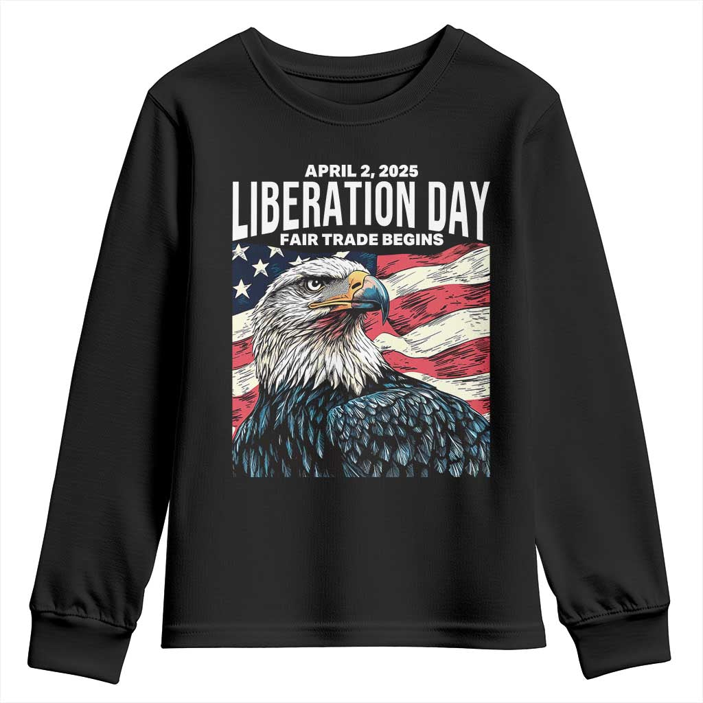 Liberation Day April 2 2025 Youth Sweatshirt Fair Trade Patriotic American Eagle USA Flag