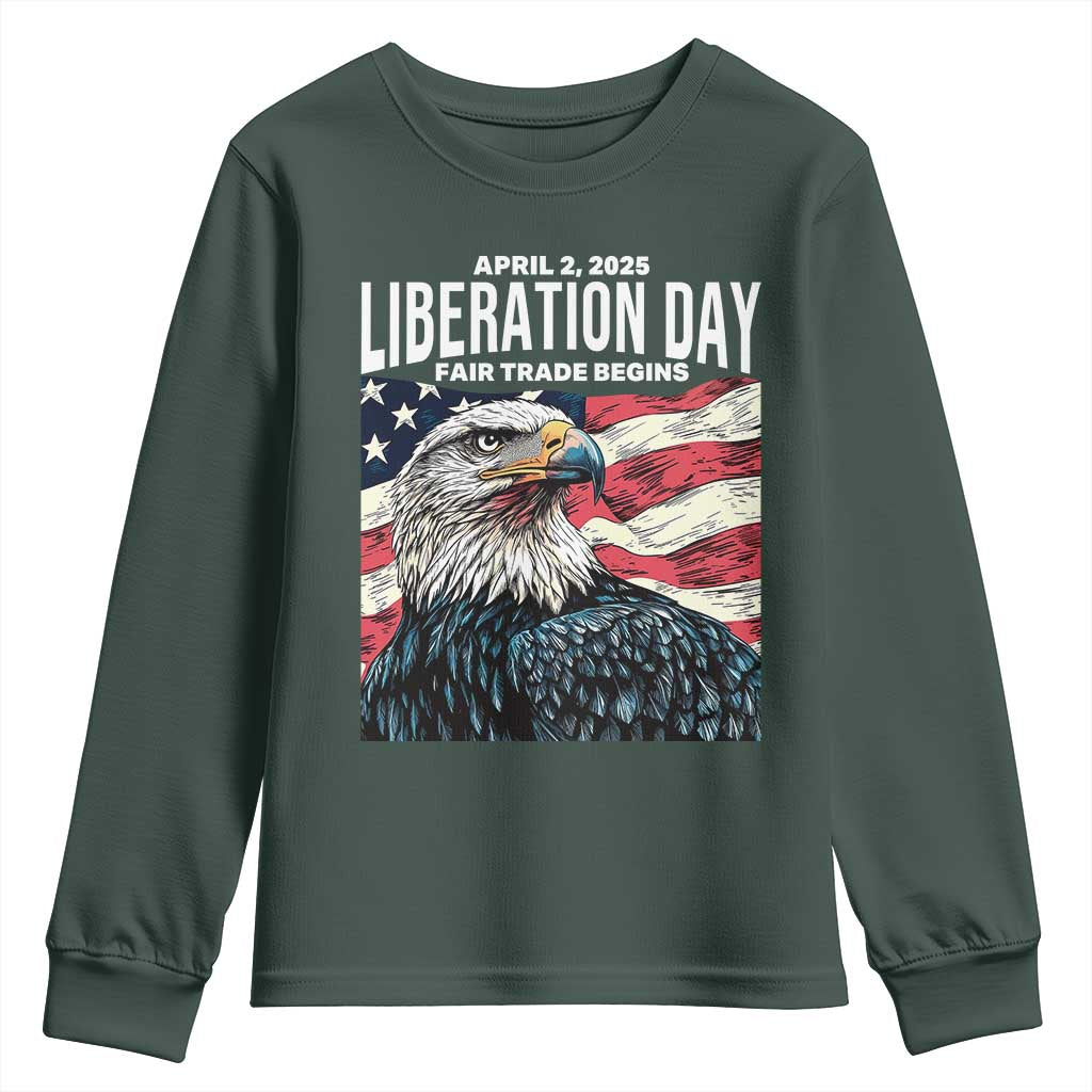 Liberation Day April 2 2025 Youth Sweatshirt Fair Trade Patriotic American Eagle USA Flag
