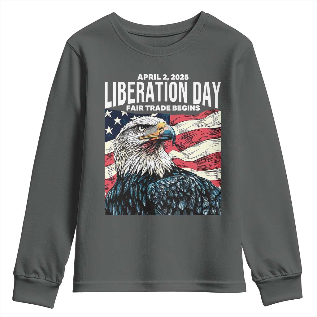 Liberation Day April 2 2025 Youth Sweatshirt Fair Trade Patriotic American Eagle USA Flag