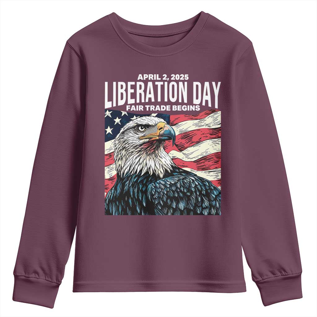 Liberation Day April 2 2025 Youth Sweatshirt Fair Trade Patriotic American Eagle USA Flag