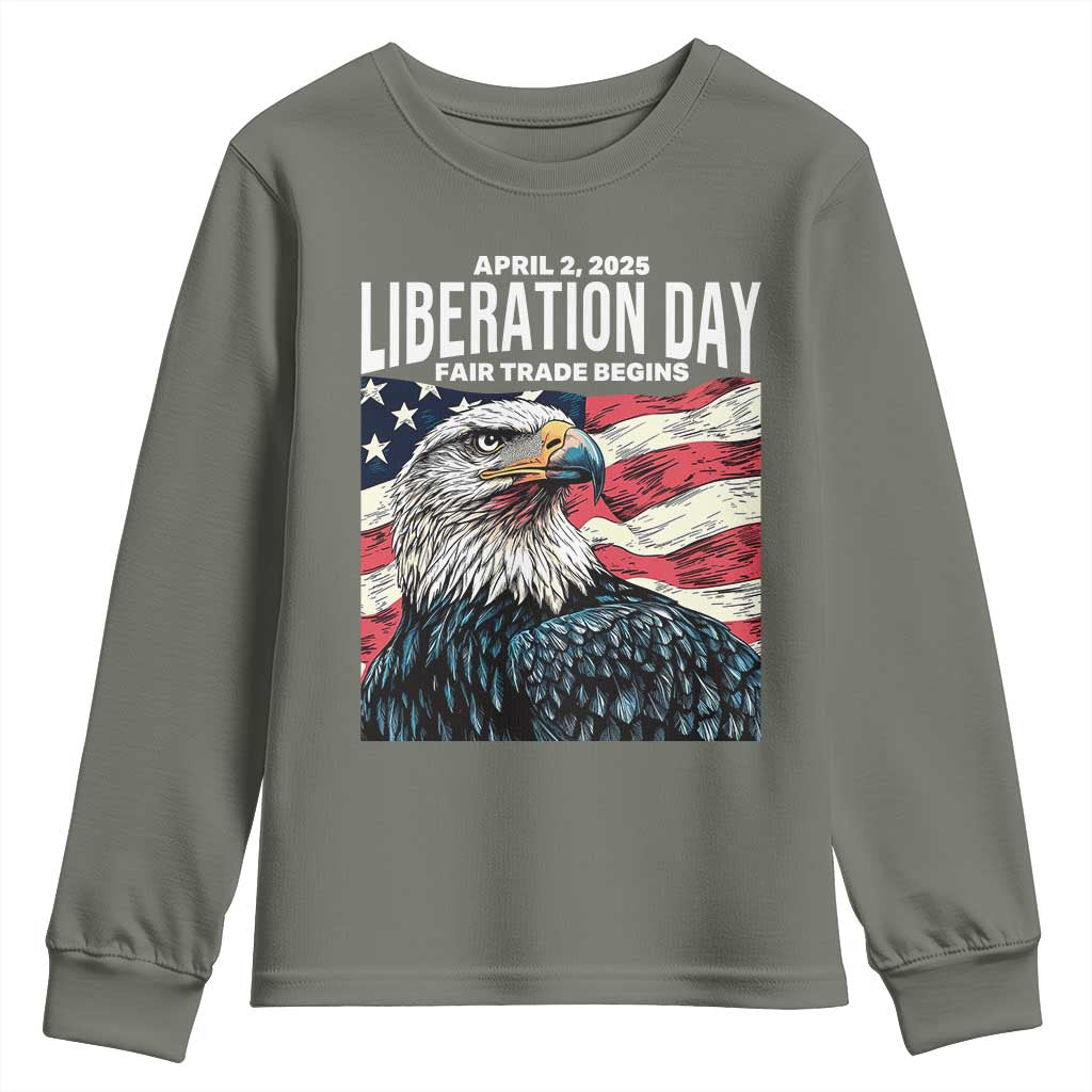Liberation Day April 2 2025 Youth Sweatshirt Fair Trade Patriotic American Eagle USA Flag