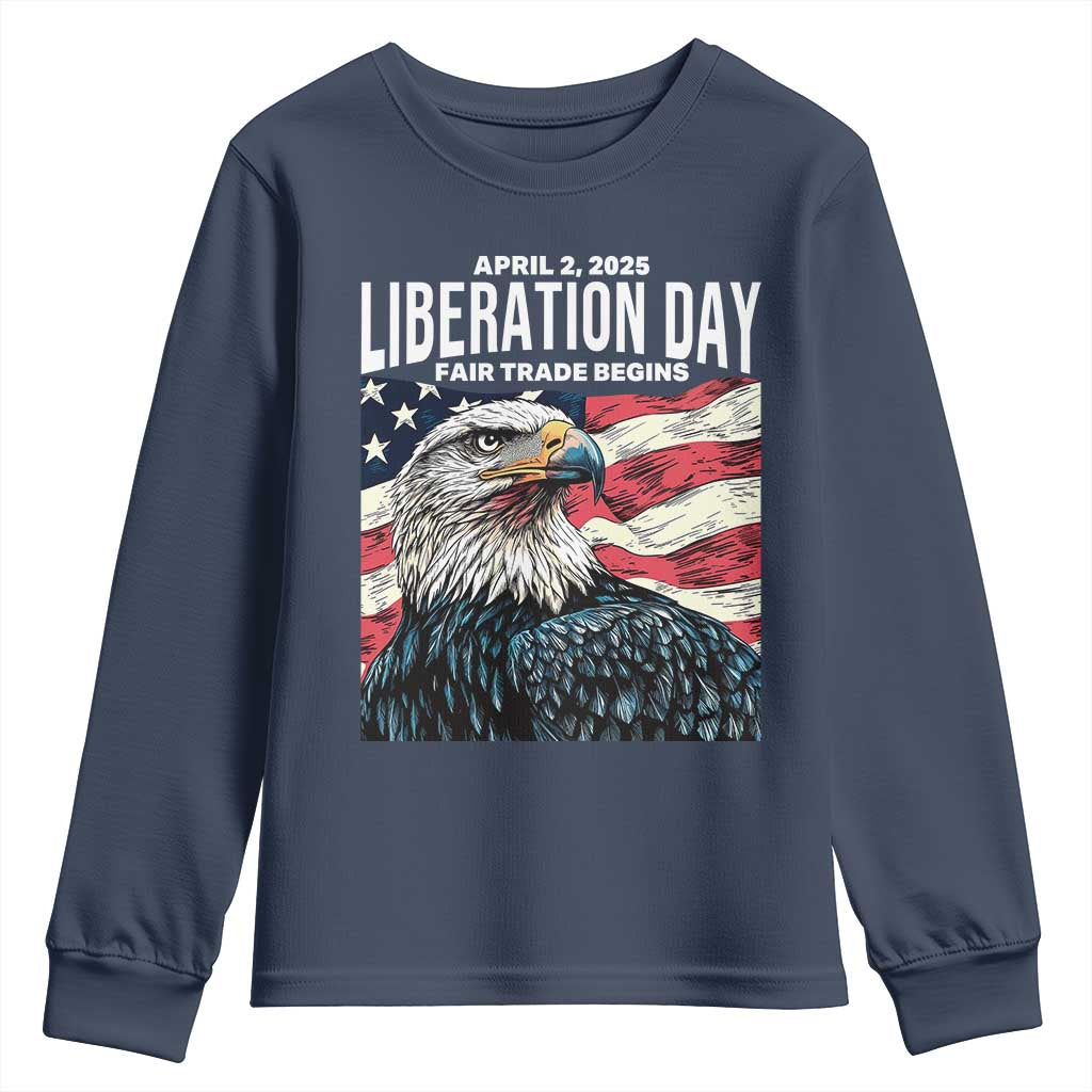 Liberation Day April 2 2025 Youth Sweatshirt Fair Trade Patriotic American Eagle USA Flag