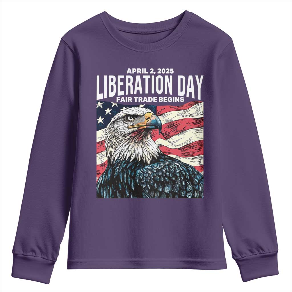Liberation Day April 2 2025 Youth Sweatshirt Fair Trade Patriotic American Eagle USA Flag