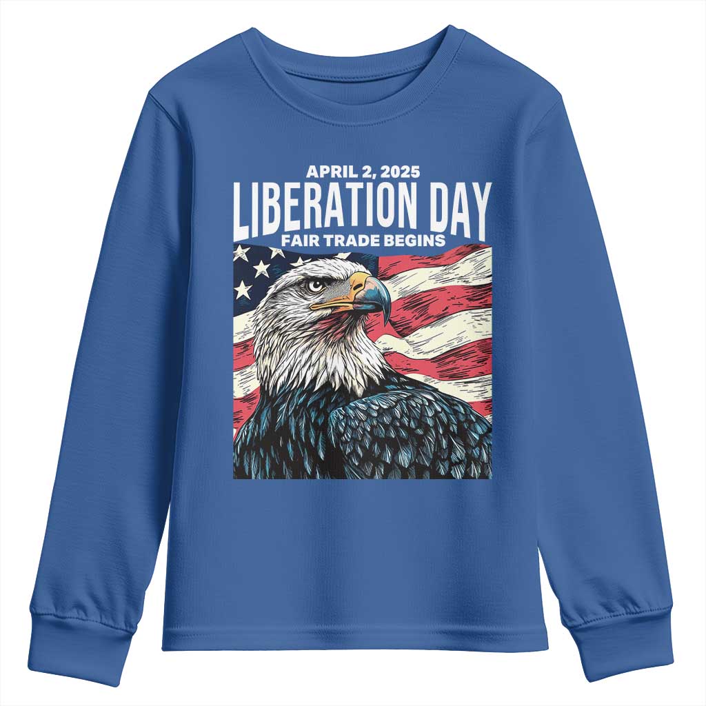 Liberation Day April 2 2025 Youth Sweatshirt Fair Trade Patriotic American Eagle USA Flag