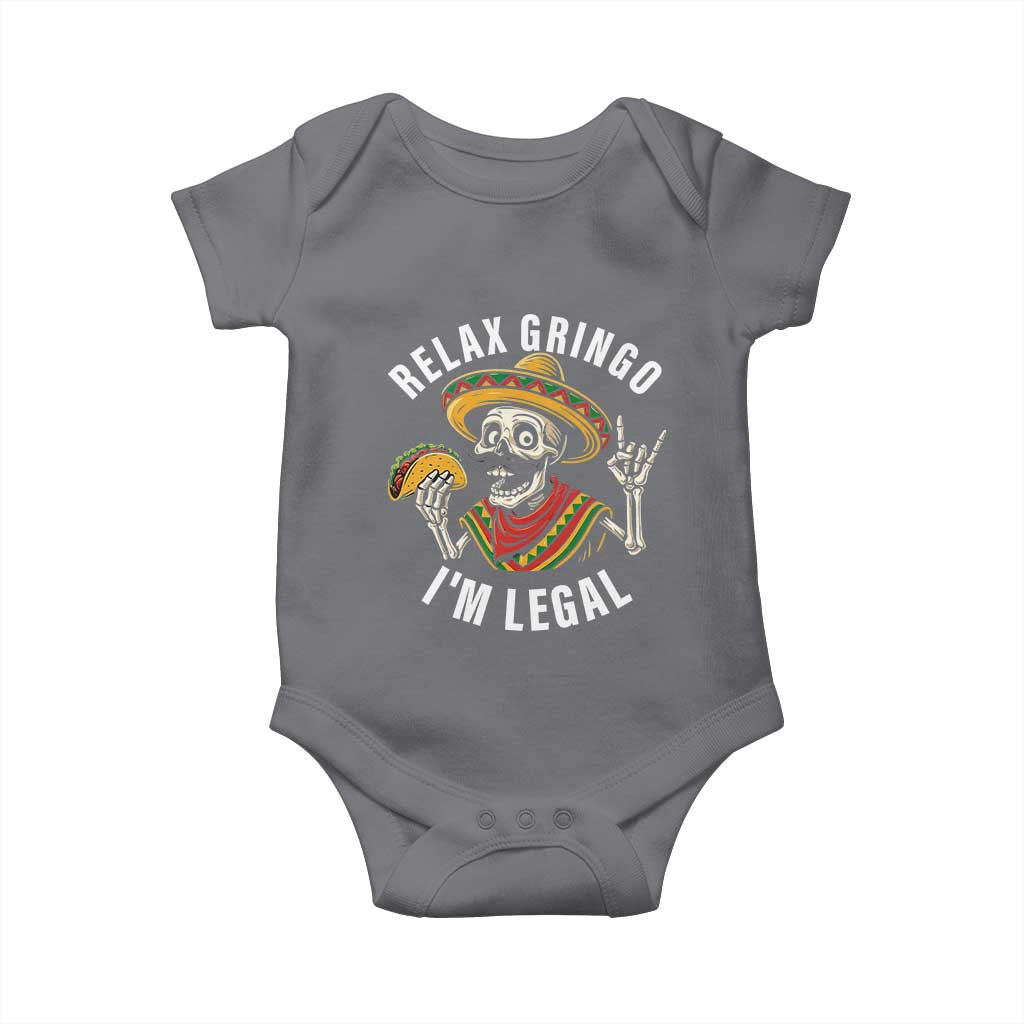 Cinco De Mayo Skeleton Baby Onesie Relax Gringo I'm Legal Poncho