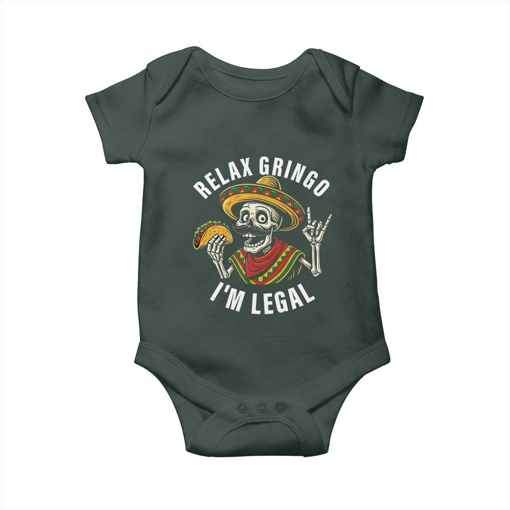 Cinco De Mayo Skeleton Baby Onesie Relax Gringo I'm Legal Poncho