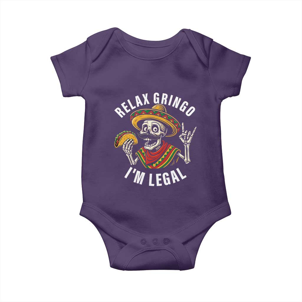 Cinco De Mayo Skeleton Baby Onesie Relax Gringo I'm Legal Poncho