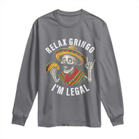 Cinco De Mayo Skeleton Long Sleeve Shirt Relax Gringo I'm Legal Poncho