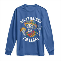 Cinco De Mayo Skeleton Long Sleeve Shirt Relax Gringo I'm Legal Poncho