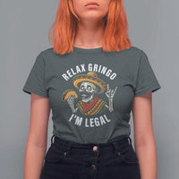 Cinco De Mayo Skeleton T Shirt For Women Relax Gringo I'm Legal Poncho