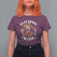 Cinco De Mayo Skeleton T Shirt For Women Relax Gringo I'm Legal Poncho