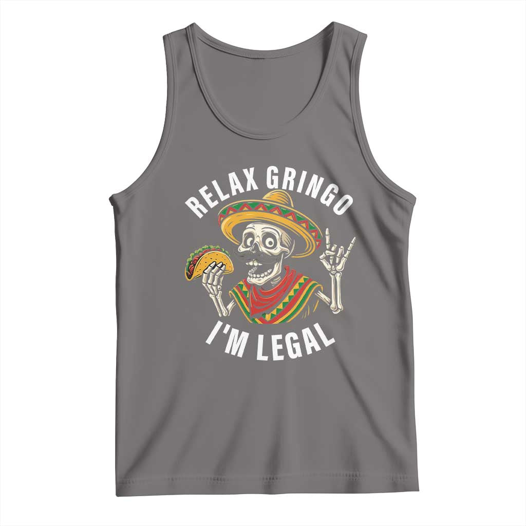 Cinco De Mayo Skeleton Tank Top Relax Gringo I'm Legal Poncho